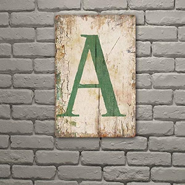 Amazon Com Zclenergy Signs Vintage Tin Sign Letter A 8 X 12 Inch Hanging Wall 26 Letters Metal Alphabet Wall Letter For Home Bedroom Bar Wall Decor Everything Else
