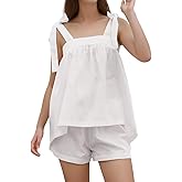 Sotimoon Womens Summer Cami Pajama Sets 2 Piece Sleeveless Top and Shorts Soft Lounge Set