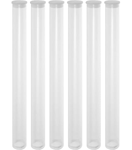 Pack De 20 Tubes Plastiques Transparents 33cm - Tubes Ronds Vides Avec Bouchon Pour Rangement Perles, Encens, Épices
