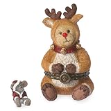 Boyds Bears Rudolph with Jolly McNibble Christmas Trinket Box Figurine Set of 2