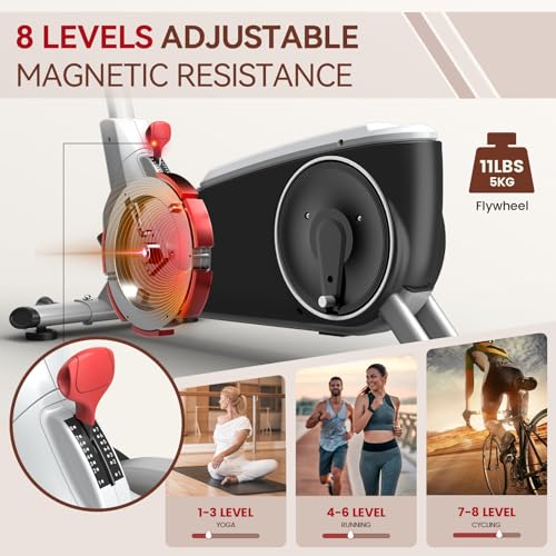 JOROTO Elliptical Machine Exercise Bike for Home Cardio, Magnetic Cross Trainer with 8 Resistance Levels, Pulse Rate Grips & LCD Monitor Exercise Equipment for Home Gym Use, 330lbs Weight Capacity