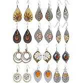 12 Pairs Vintage Geometric Druse Crystal Drop Dangle Earrings Ethnic Style Vintage Boho Jewelry Waterdrop Earrings Jewelry Set for Women