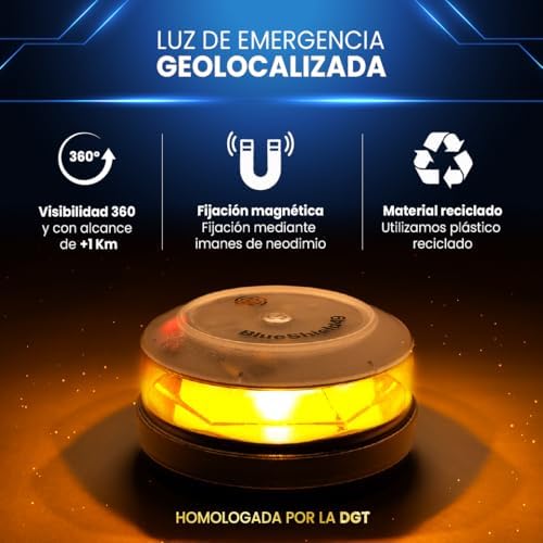 GeoBlueShield49/Garza 2 Luzes de Emergência para Automóveis Aprovadas DGT v16 3.0 e Bateria Case I Energizer 9V I Obrigatória em 2026 I Conectividade IoT até 2038 I Em Colaboração, 2 Beacons