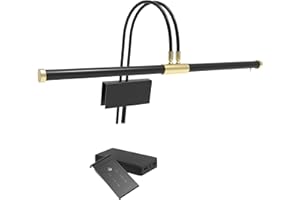 Cocoweb 22" Grand Piano Lamp, LED, Adjustable, Quality Lighting in Black with Brass Accents, with Rechargeable Battery Pack - GPLEDV-22D-BP4