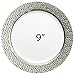 Royalty Settings Hammered Collection Plastic Plates, Disposable Wedding Dinnerware, Set of 40 Elegant Hammered Designed Plates, White/Silver, 7.5