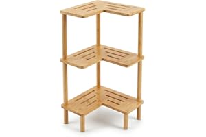 JEDULAR 3-Tier Corner Shower Caddy Stand,Bamboo Shower Organizer Standing with Anti-Slip Feet,Waterproof & Durable Bathroom C
