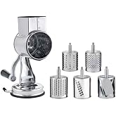 Manual Nut Grinder with Suction Base and 5 Drums | 5 Replaceable Drums, Rotary Hand Crank, Countertop Suction Base, Compact Cabinet Storage, Pressing Block And Handle