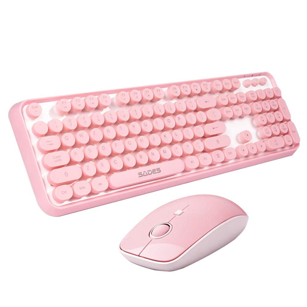 SADES V2020 Pink Wireless Keyboard with Round