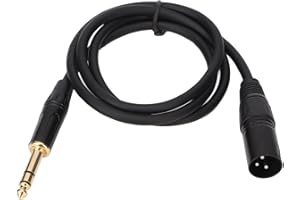 Balanced XLR Cable, 6.35mm to XLR Male Cord, Lossless, Multi Applications, Aluminum Alloy, PVC, Black, 1/4 Inch to XLR 3pin, 
