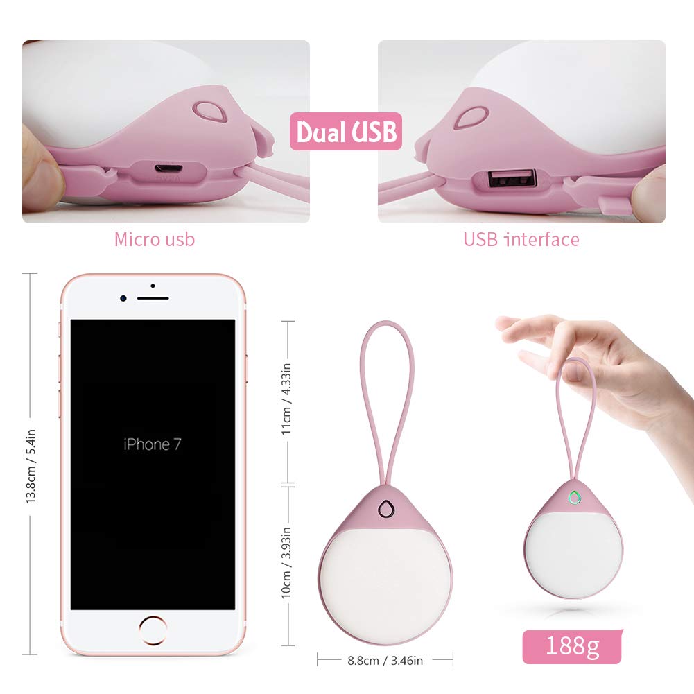 RioRand Hand Warmers Power Bank 2 in 1,6000mAh USB Rechargeable/Reusable Portable Pocket External Battery Charger with Flannelette Bag,Best Gift for Women,Kids-Pink and White