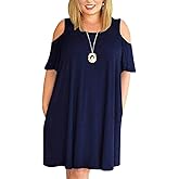 Kancystore Women's Plus Size Summer Dresses Short Sleeve Casual T-Shirt Swing Dress with Pockets