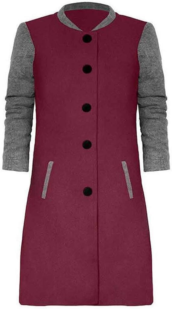 WUAI-Women Long Sleeve Open Front Cardigan Jackets Lightweight Color Block Button Blazer Suit Jackets Coats: Clothing