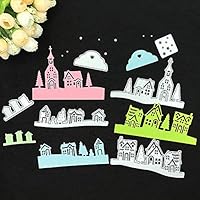 3.4 by 7.8 Inches Castle House Metal Cutting Dies for Card Making Scrapbooking Halloween Christmas Craft Dies (JA093001)