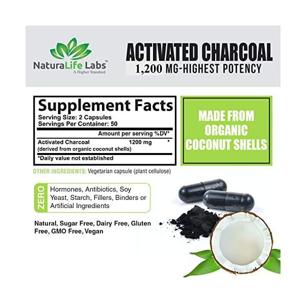 Activated Charcoal Capsules 1,200 mg Highly Absorbent Helps Alleviate