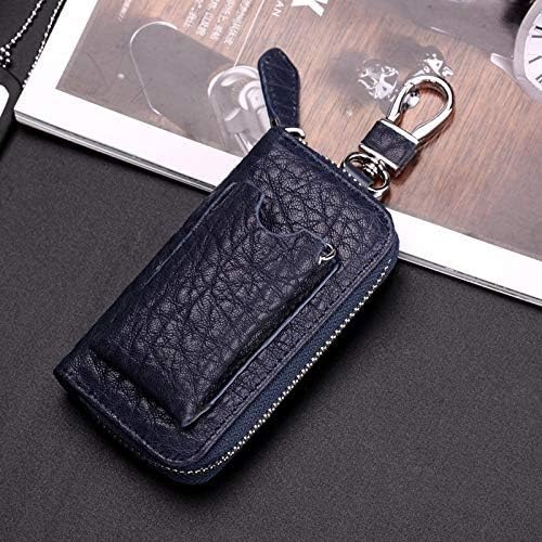 ABNB Car Key Bag Mini Coin Purse Car Key Holder Pouch Simple Leather Key Purse (Color : Blue)
