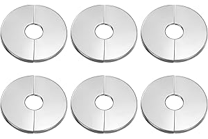 HARFINGTON 6pcs Wall Split Flange 0.67" (17mm) Stainless Steel Round Self-Adhesive Split Flange Pipe Cover Clip-on Escutcheon Collar for Floor Ceiling Bathroom Kitchen Toilet