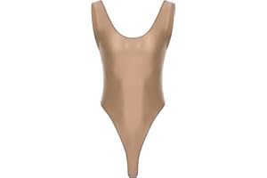 Moily Men's Oil Glossy Low Back Stretchy Bodysuit Swimsuit High Cut Sleeveless Gymnastics Leotard