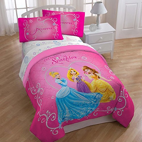 Disney Princess Tiara Twin Full Size Comforter Tangled Rapunzel Cinderella Belle