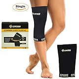 Cross Sports Compression - Copper Knee Brace, Best Support and Recovery Sleeve for Men and Women, GUARANTEED Highest Copper Content, Comfortable Fit For All Day Wear (X-Large)