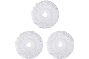 DANGSHAN 3 Pack Mop Head Replacement Spin Mop Replacement Head Microfiber Spin Mop Refills Easy Cleaning Round Shape Standard Size
