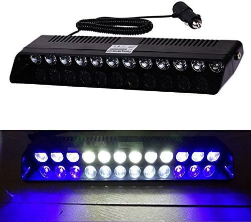 Car LED Strobe Lights (12 Bulbs) Portable Emergency Lighting w/ 14 Flash Modes | Interior Windshield or Dash Mount | Bright, Vibrant Colors | Retractable 12V Cable