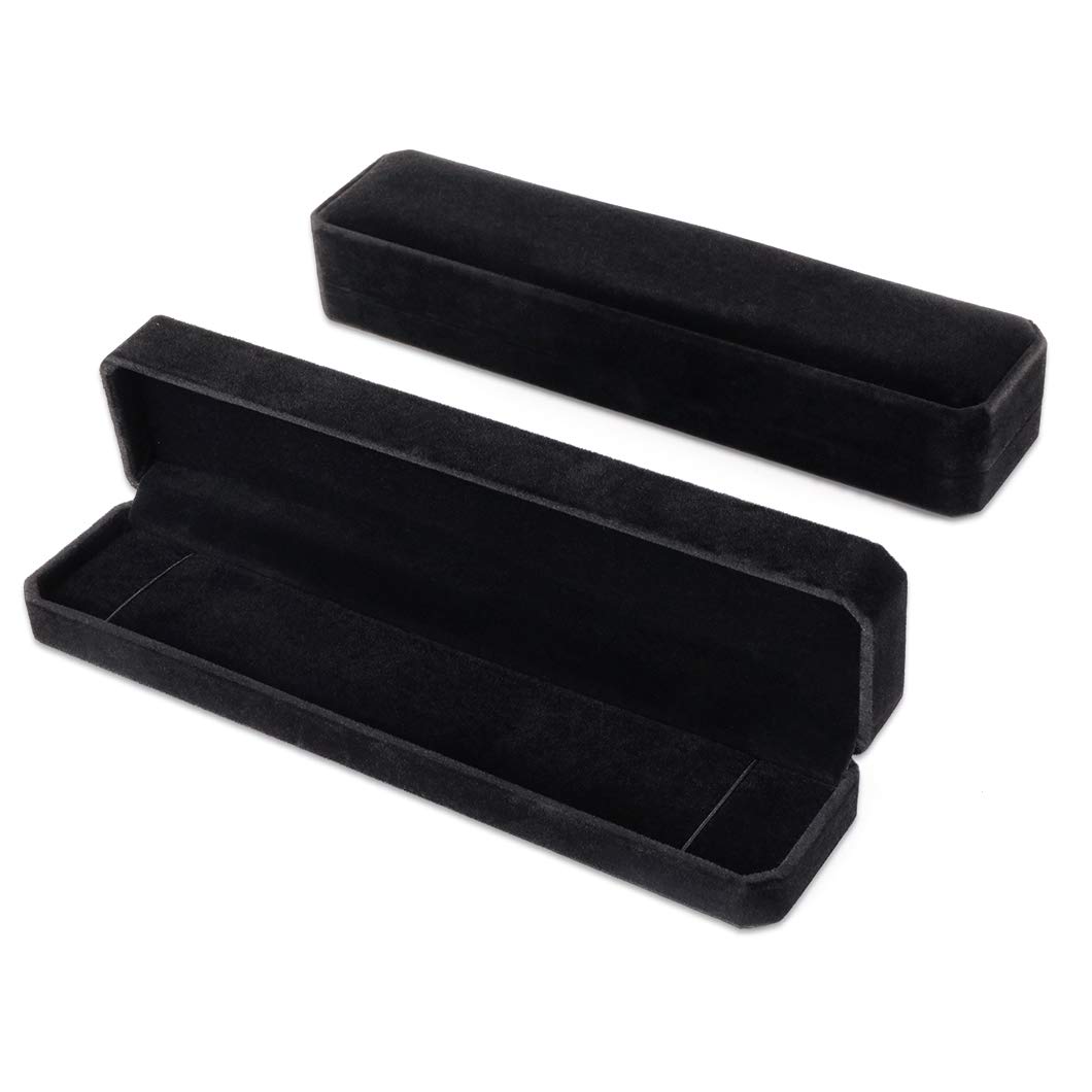 Rolin Roly 2Pcs Bracelet Box Velvet Jewelry Gift Box Small Jewelry Box Jewelry Organizer Case Bracelet Boxes Jewelry Boxes Black Necklace Boxes for Wedding Anniversary