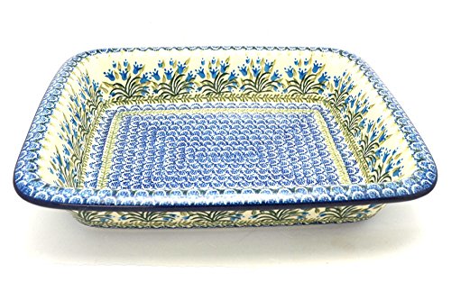 Click Here to See More Images Polish Pottery Baker - Lasagna - Blue Bells