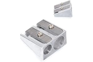 1PCS Silver Sharpener Metal Bevelled Double Hole Pencil Sharpener School Office Sharpener Stationery SuppliesDurability