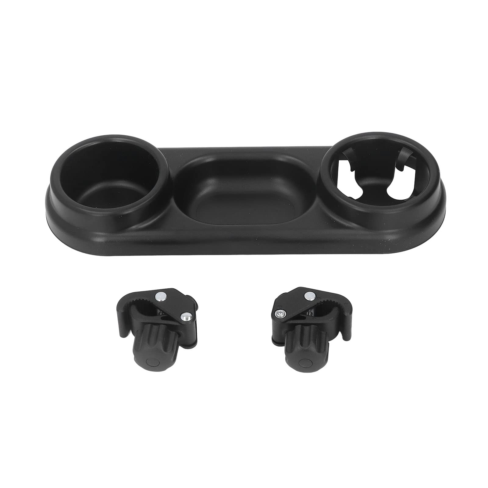 VGEBY Universal Stroller Tray with Non-Slip Grip, Cup Holders, Snack Attachment for Stroller Bar, Comfortable, Double Sided, Black