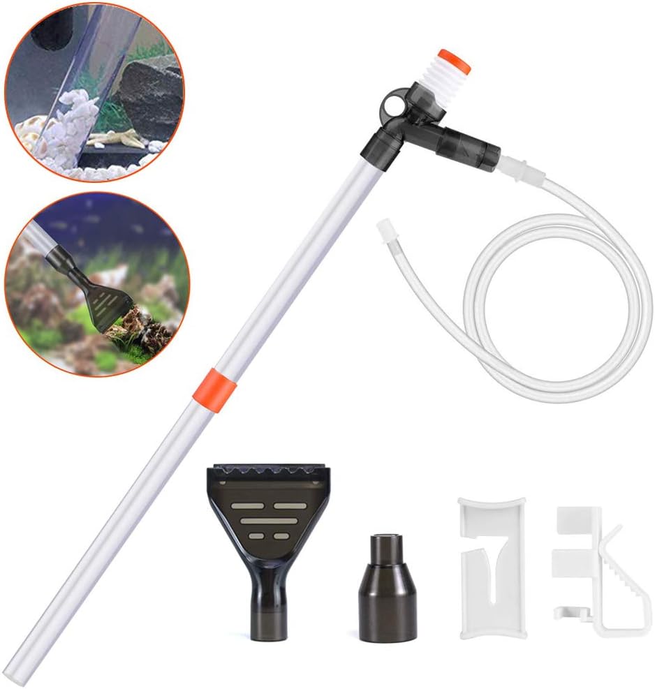 XXYL 4 in 1 Aquarium Gravel Cleaner Fish Tank Kit Long Nozzle Water Changer for Water Changing and Filter Gravel Cleaning with Air-Pressing Button and Adjustable Water Flow Controller- BPA Free