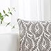 HWY 50 Grey Gray Decorative Throw Pillow Covers 18x18 Inch (1 Piece), Embroidered Cotton Farmhouse Cushion Cover Pillow Case for Sofa Couch Living Room Bed Bedroon, Floral Branches