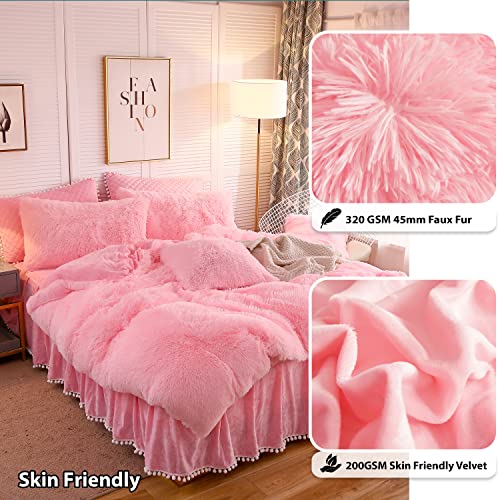 LIFEREVO Luxury Plush Shaggy Duvet Cover Set, Ultra Soft Velvet Fluffy