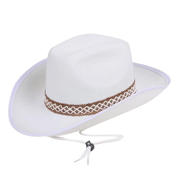 White Cowboy Hat with decorative band Adult Fancy Dress Accessory