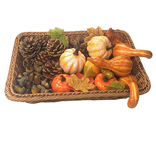 COTOSEY 166 Pcs Artificial Pumpkins Gourds Maple Leaves Acorns Natural Pinecones Ornament Set for Decorating and Designing