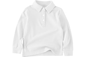Kids Boys Long Sleeve Polo Shirts Toddler Solid Lapel Collar Athletic Casual Basic Tees Trendy Soft Breathable Tops