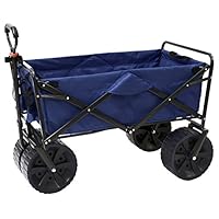 Mac Sports Heavy Duty Collapsible Folding All Terrain Utility Beach Wagon Cart, Blue/Black