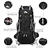 Loowoko Hiking Backpack 50L Travel Daypack Waterproof with Rain Cover for Climbing Camping Mountaineering (Black)