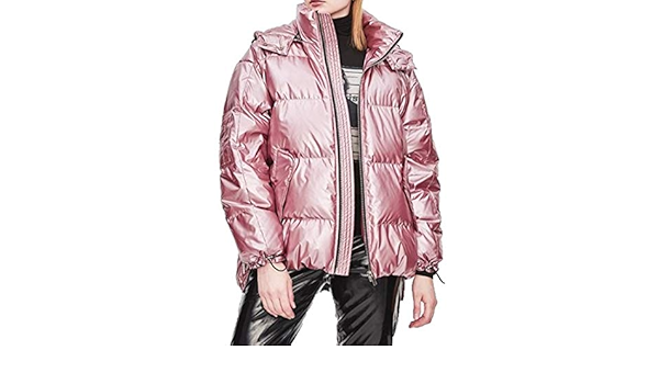 metallic pink puffer jacket