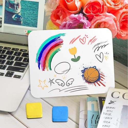 TERRIFI 6 PCS Small White Boards, 21 x 30 cm Double-Sided Dry Erase Lapboard with 6 Dry Erasers, Mini Kid Whiteboards for Kids, Students, Teachers, Classroom, Home, Office