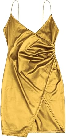 yellow satin cami dress