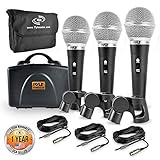 Pyle 3 Piece Professional Dynamic Microphone Kit Cardioid Unidirectional Vocal Handheld MIC with Hard Carry Case & Bag, Holder/Clip & 26ft XLR Audio Cable to 1/4'' Audio Connection (PDMICKT34)