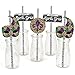 Mardi Gras Paper Straw Decor - Masquerade Party Striped Decorative Straws - Set of 24