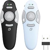 QUI 2 Pack Wireless Presentation Clicker Remote,USB A&amp;C, Black Blue | Clicker for PowerPoint with Hyperlink Volume Control, Slide Advancer for Mac, Windows, Google Slide, Keynote