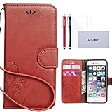 ACO-UINT iPhone 6s Plus Wallet Case,Retro Emboss Flower Wallet Leather Case,Folio Flip Cover Strap Case for iPhone 6/6s Plus Dark Brown