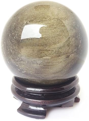 Golden Obsidian Crystal Spheres, 120mm/4.7” Diameter, One of the Largest Rare Protective Stone Balls for Decoration, Healing, Meditation, Feng Shui, Hand-made