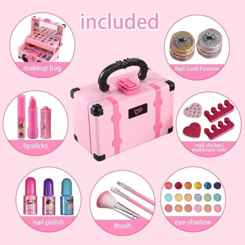 32 Peças Conjunto De Maquiagem Infantil Lavável Estojo Brinquedos Adequados Para Meninas