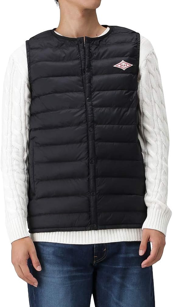 Amazon Co Jp インナーベスト ベスト ダウンベスト メンズ Bear ナイロンインナーベスト 軽量 暖かい 薄い Dt196 Mo010 ブラック S 服 ファッション小物