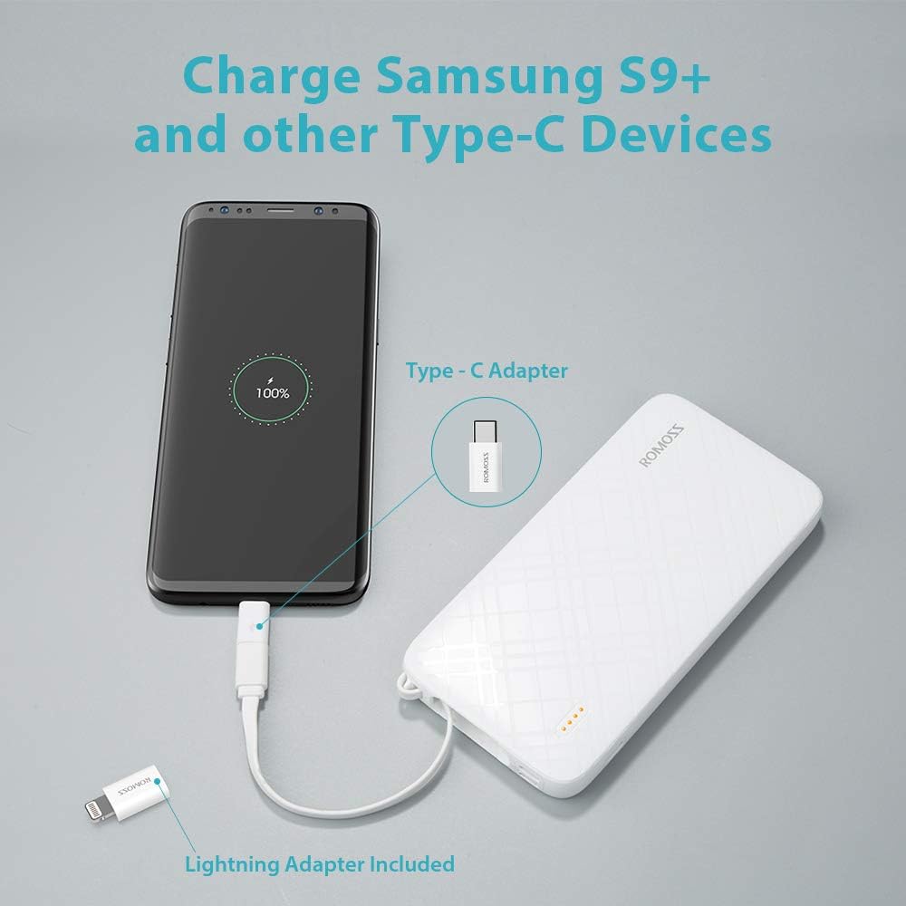 Type-C External Battery Pack Compatible for iPhone 11 ROMOSS 10000mAh