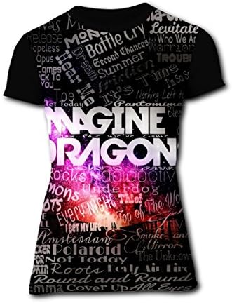 ICENOG Women's Dragons_Imagine_Logo 3D Printed Short Sleeve T Shirt Tee For Women L