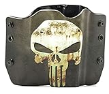 Punisher Green / Tan Kydex OWB holsters for more than 150 different handguns. Left & Right versions plus Speed Clips available.